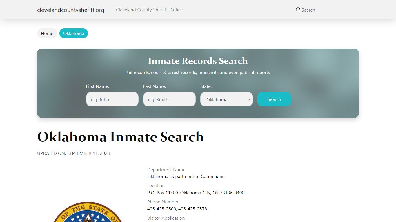Oklahoma Inmate Search - Cleveland County Sheriff